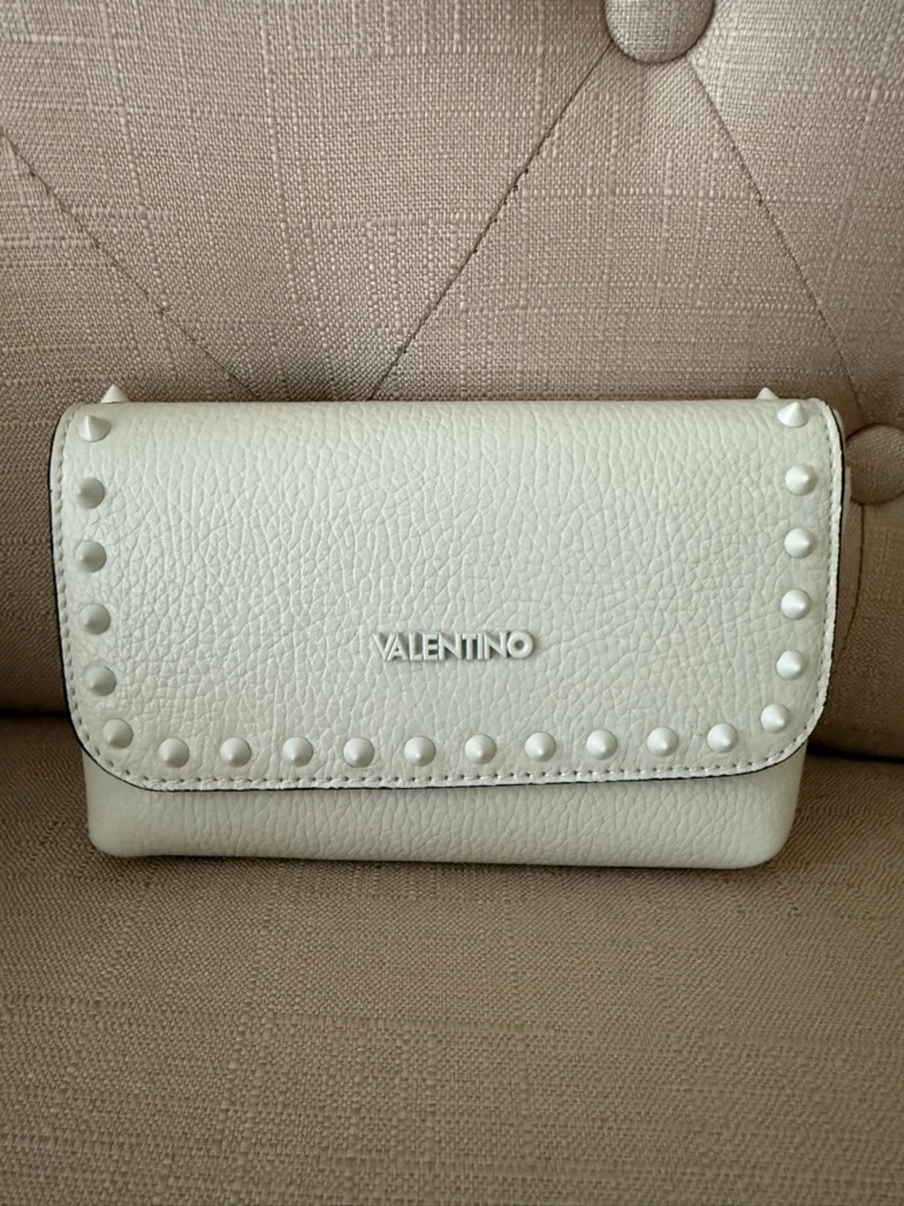 Valentino by Mario Valentino Ivory Leather Crossbody / Clutch Bag